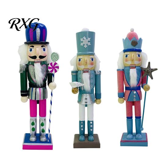 Vintage Style Ornament Wooden Nutcracker Figurine, Hand Painted Christmas Soldier Ornament, Bright Traditional Holiday Decor Color Statue for
