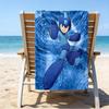 proof beach towel with a Cartoon Rockman Game Megaman pattern - soft,absorbent,quick-drying,machine washable - perfect for swimming,camping,bathing