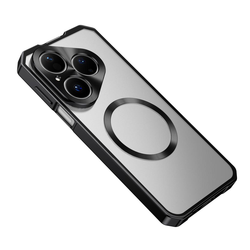 For Huawei Pura 80 Case Compatible with MagSafe Hard PC Metal Frame Frosted Phone Back Cover