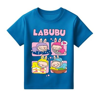 Летняя популярная детская футболка одежда Labubu с принтом для девочек с круглым вырезом и короткими рукавами повседневная разнообразие цветов на выбор