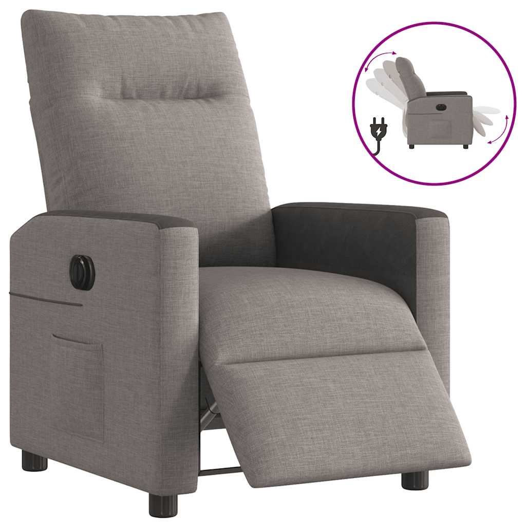 Electric Recliner Chair Taupe Fabric