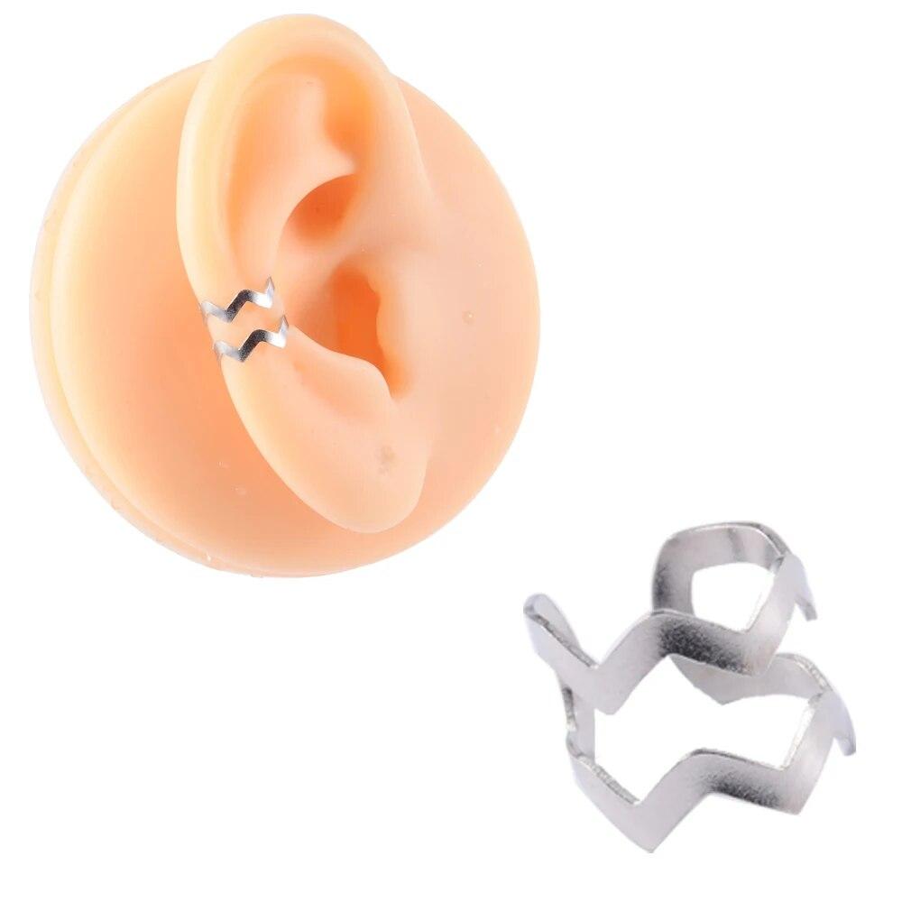 Серьги-клипсы из хирургической стали, 1 шт., серьги-клипсы для ушей, хрящевой раковины, манжеты, регулируемый размер, обруч для носа, непрокалывающее кольцо для губ, поддельные ювелирные изделия