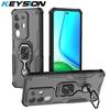 KEYSION Противоударный бронированный чехол для VIVO Y29 4G Мягкий силикон+ПК Вертикальная металлическая подставка-кольцо для телефона Задняя крышка для VIVO Y29
