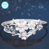 sterling silver elegant floral bracelet, adjustable, fashionable vintage style, suitable for both daily wear and parties