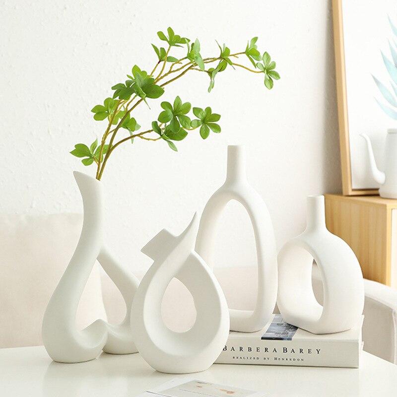 Белая керамическая ваза, домашний декор, вазы, украшение комнаты, цветочная композиция, контейнер, скандинавское настольное искусство, украшение цветочного горшка