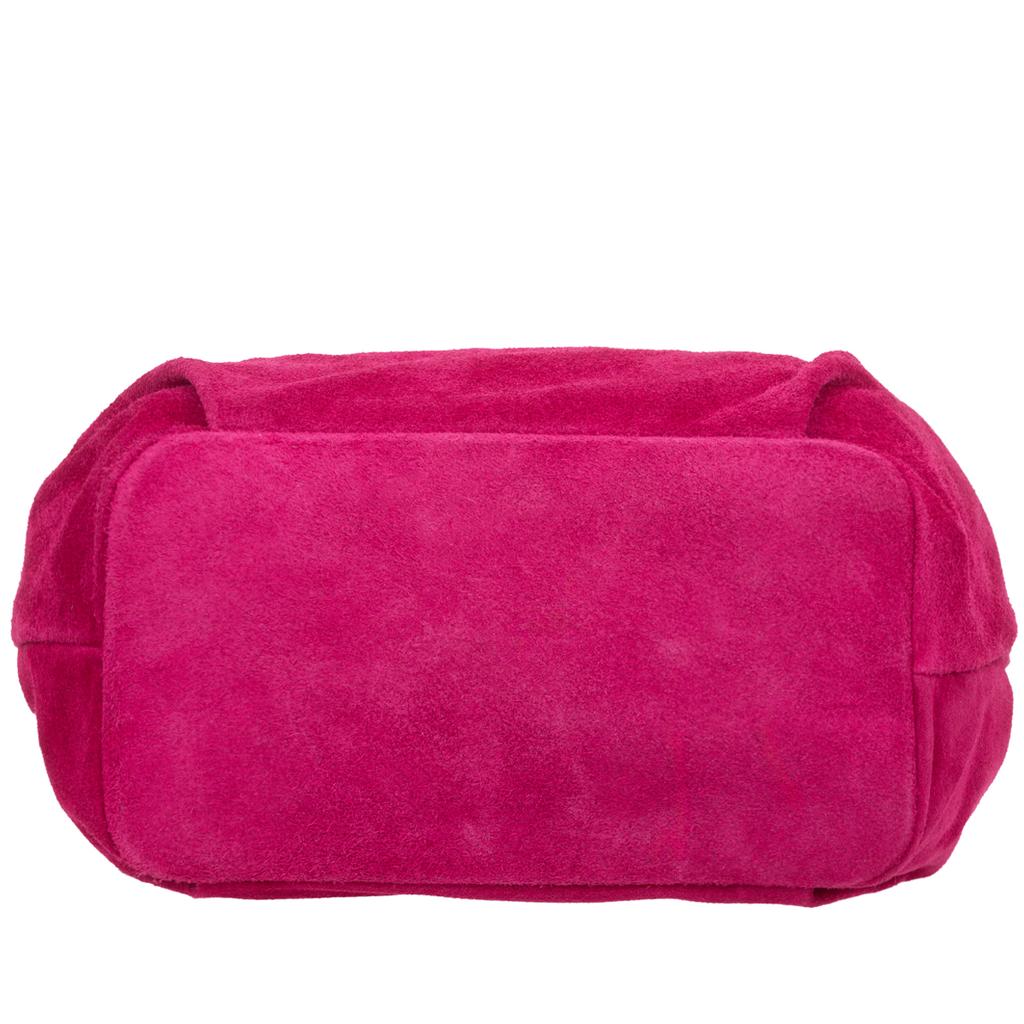 Torebka Damska Na Ramię Zamszowa Vera Pelle Bolsa Fuksja