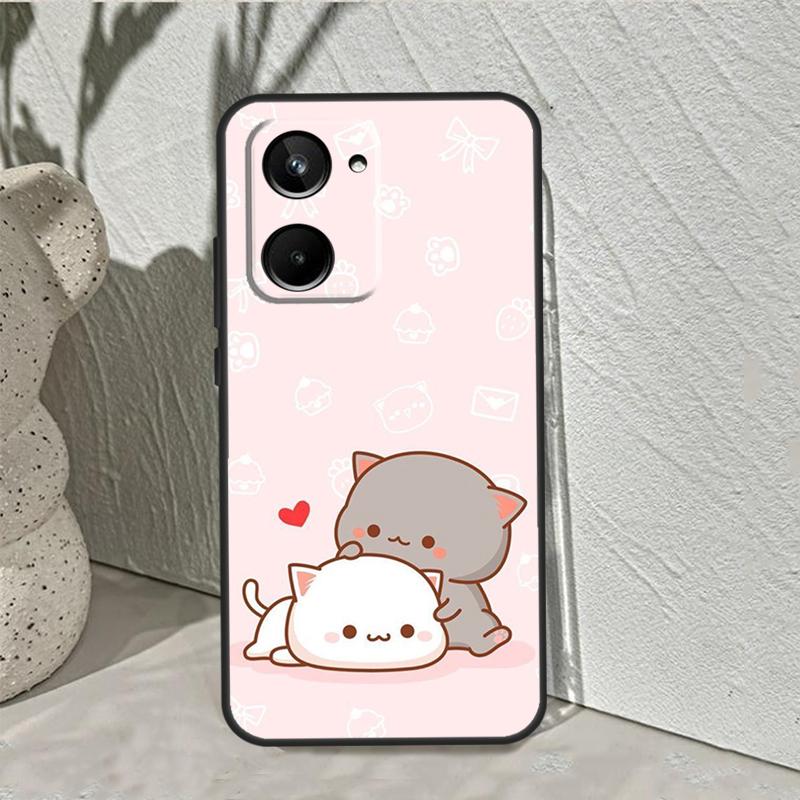 Мультяшный Чехол-Кот Персик Моти Для Realme C53 C30 C55 C33 C35 C31 C21Y C25s C15 C11 GT Neo 5 3T 2T 8 9 10 11 Pro Plus