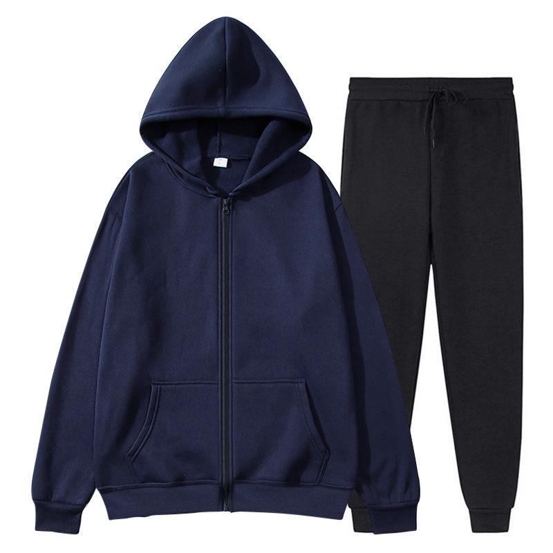 Unisex Solid Sports Set: Loose Hooded Cardigan and Sweatpants for Autumn/Winter 2025