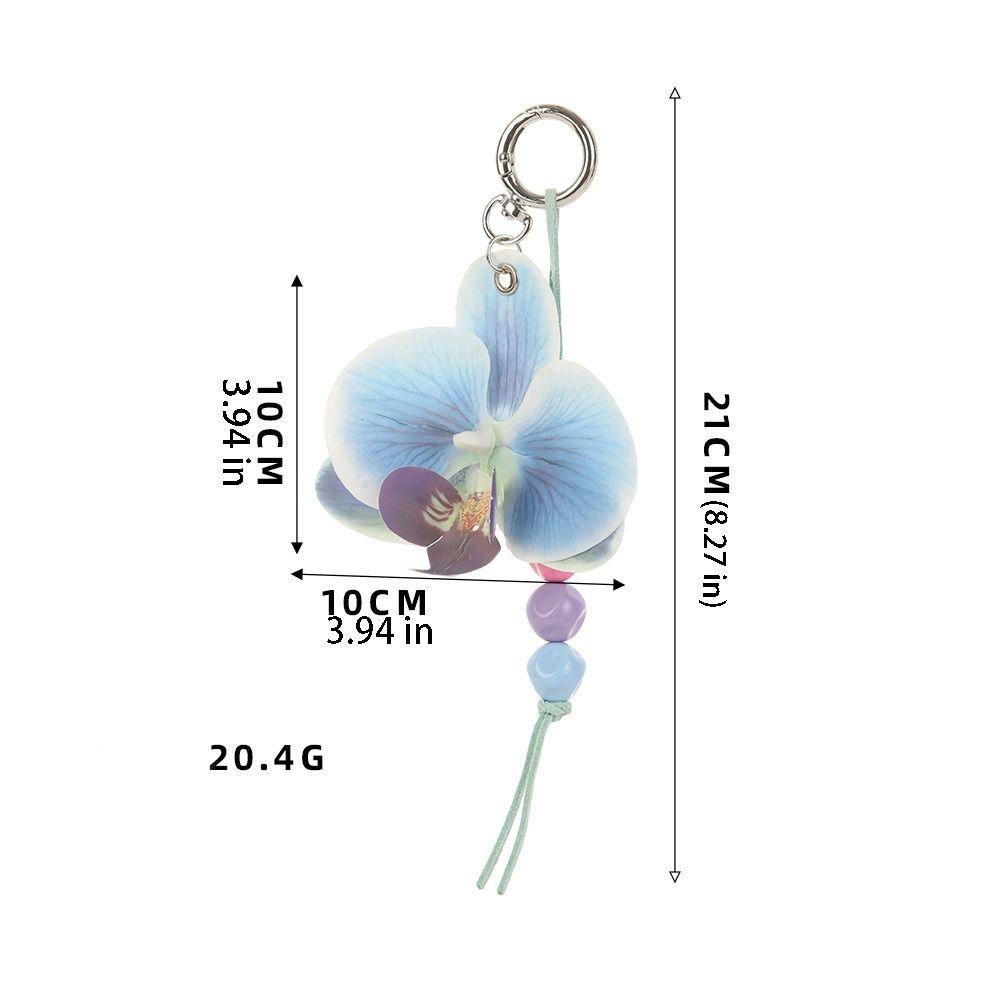 Beads Flower Keychain Cartoon Butterfly Orchid Pendant Fashion Floral Key Chain Gift