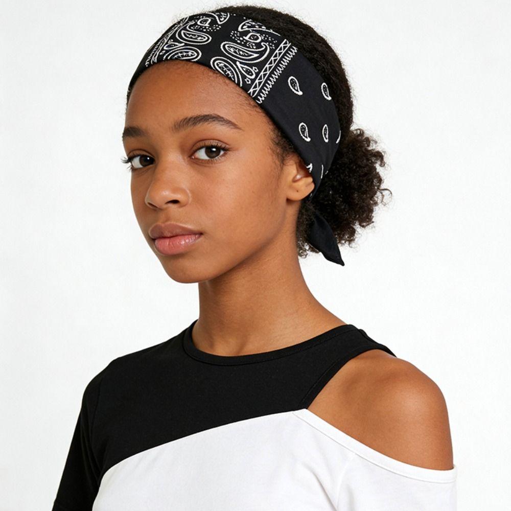 Flower Printed Hair Band Sweat-absorbing Sports Cross Headband Boho Style Wide Hairband