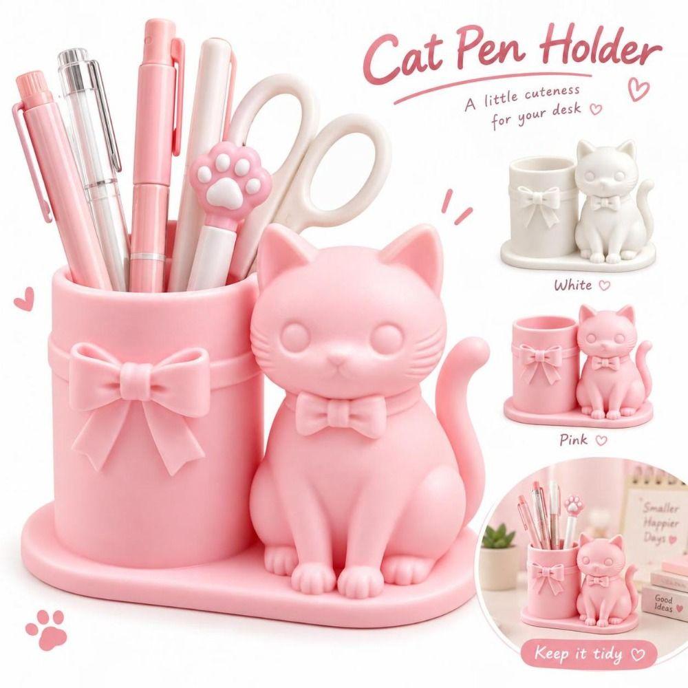Plastic Pen Holder 3D Printed Desktop Stationery Organizer Cute Pencil Cup Office Desk