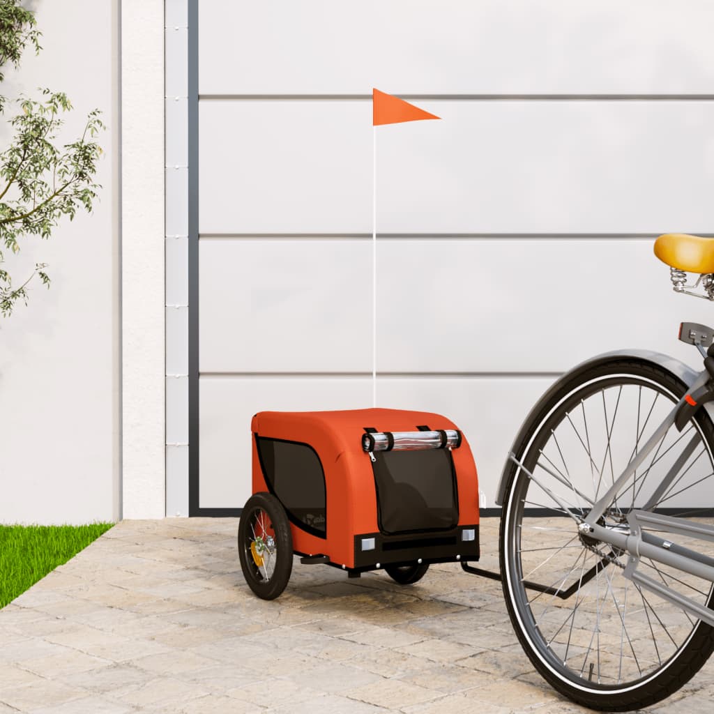 Bicycle Trailer for Dogs Orange and Black Oxford Fabric & Iron