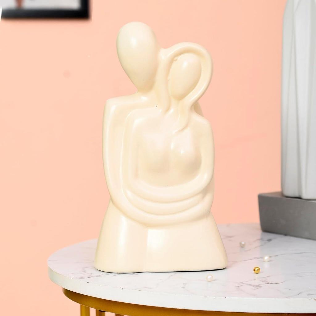 Beautiful Romantic Couple Statue | Ceramic Home Decor (Pack of 1, Off White Color)