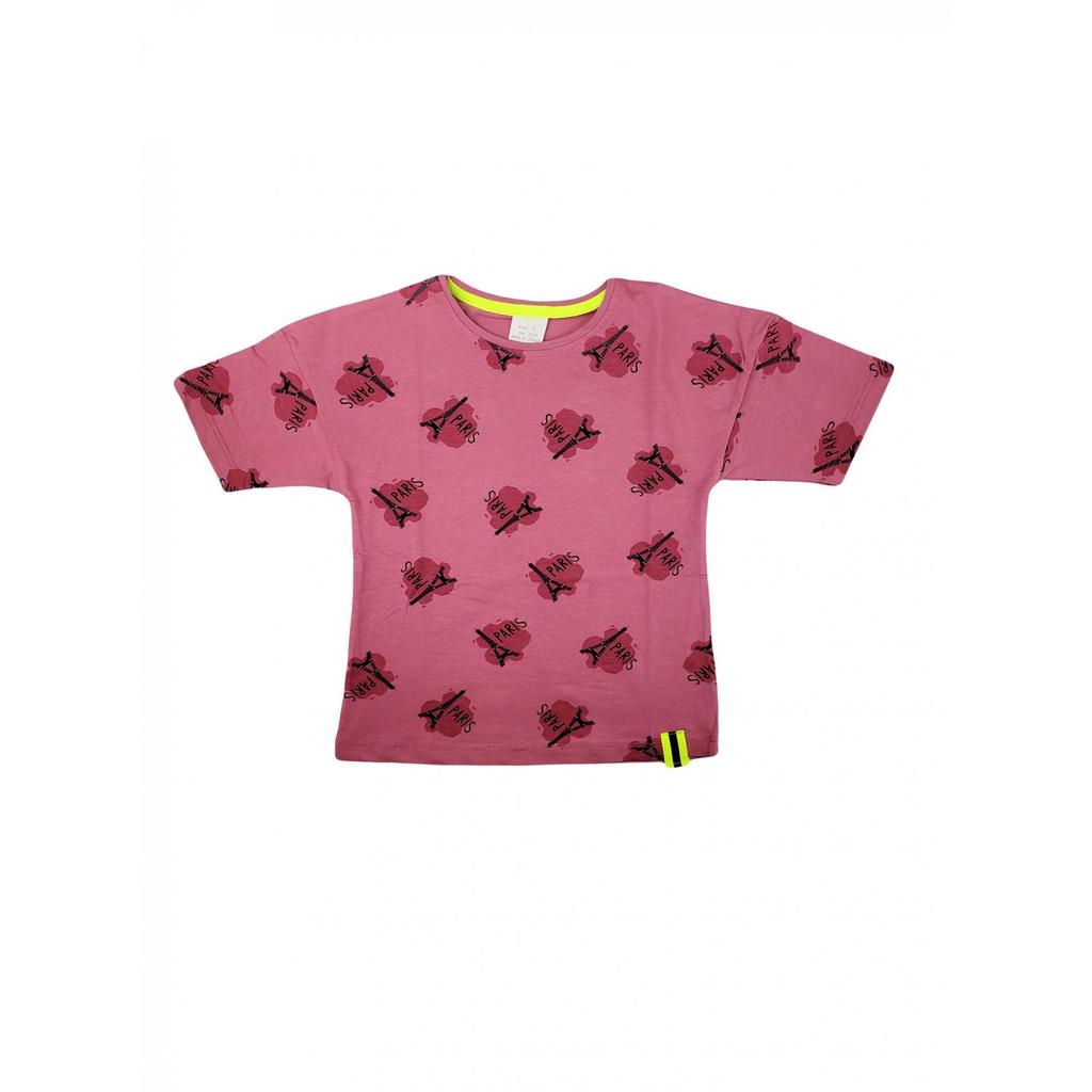 Хлопковая летняя футболка с принтом для девочек из чесаного хлопка Eiffel Paris