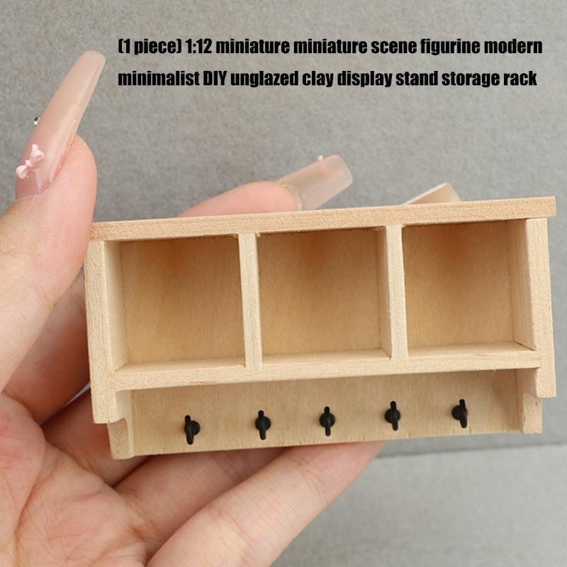 Hanger Wooden Miniature Accessories Wall Mounted Shelf Storage Solution For 1/12 Scale Tiny Rooms