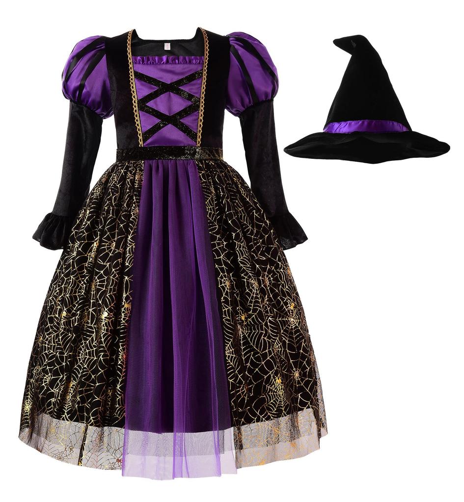 Witch Costume for Dress with Pointed Size 130 [ReliBeauty] Girls, Hat,