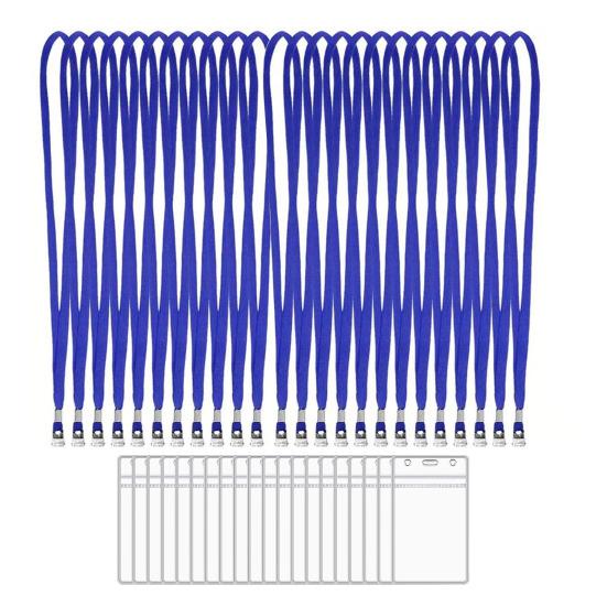 20 шт. держателей для ID-карт со шнурками Прозрачные Водонепроницаемые Запечатываемые Горизонтальные или Вертикальные Бейджи для Имен и Шнурки-ожерелья для Ношения на Шее
