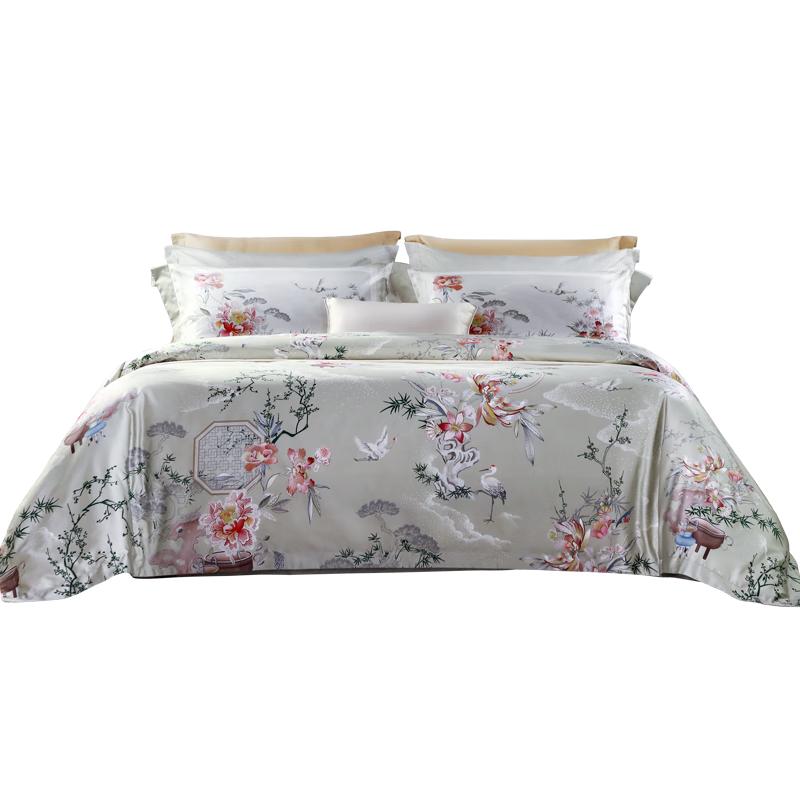 Fuanna 120S Long-Staple Cotton Sateen 4-Piece Bedding Set