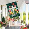 1pc Double-Sided Garden Ag Easter Cross Tulips Butteries Eggs Spring Owers Decor Polyester(Pole Not Included)