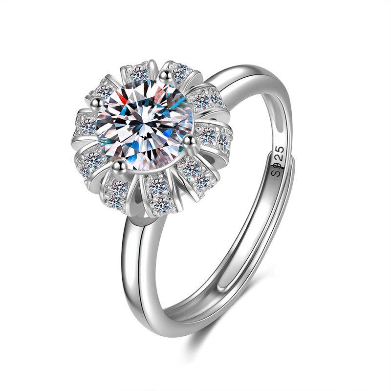 Кольцо с короной из серебра 925 пробы, персонализированное простое полое открытое кольцо с подсолнухом, бриллиантовое кольцо в 1 карат
