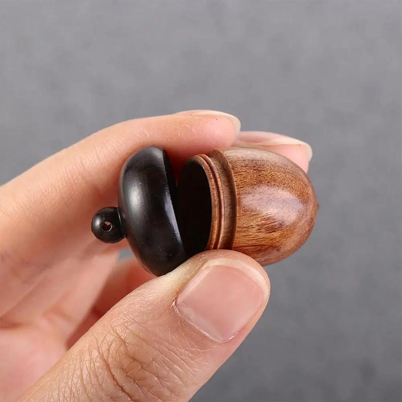 1Pc Mini Pill Case Solid Wood Bottle Holder Sandalwood Rescue Container Storage Box Pill Case Container Pill Box Key Chain