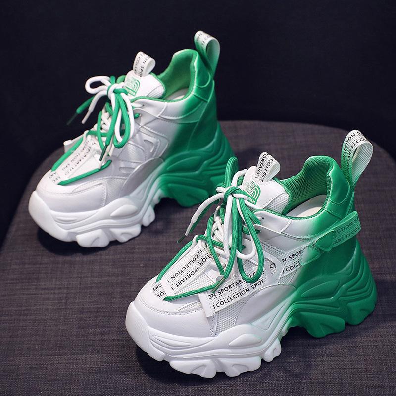 Autumn New Height Increasing Insole Color Matching Muffin Thick Bottom Height Increasing Ladies Sports Casual Shoes