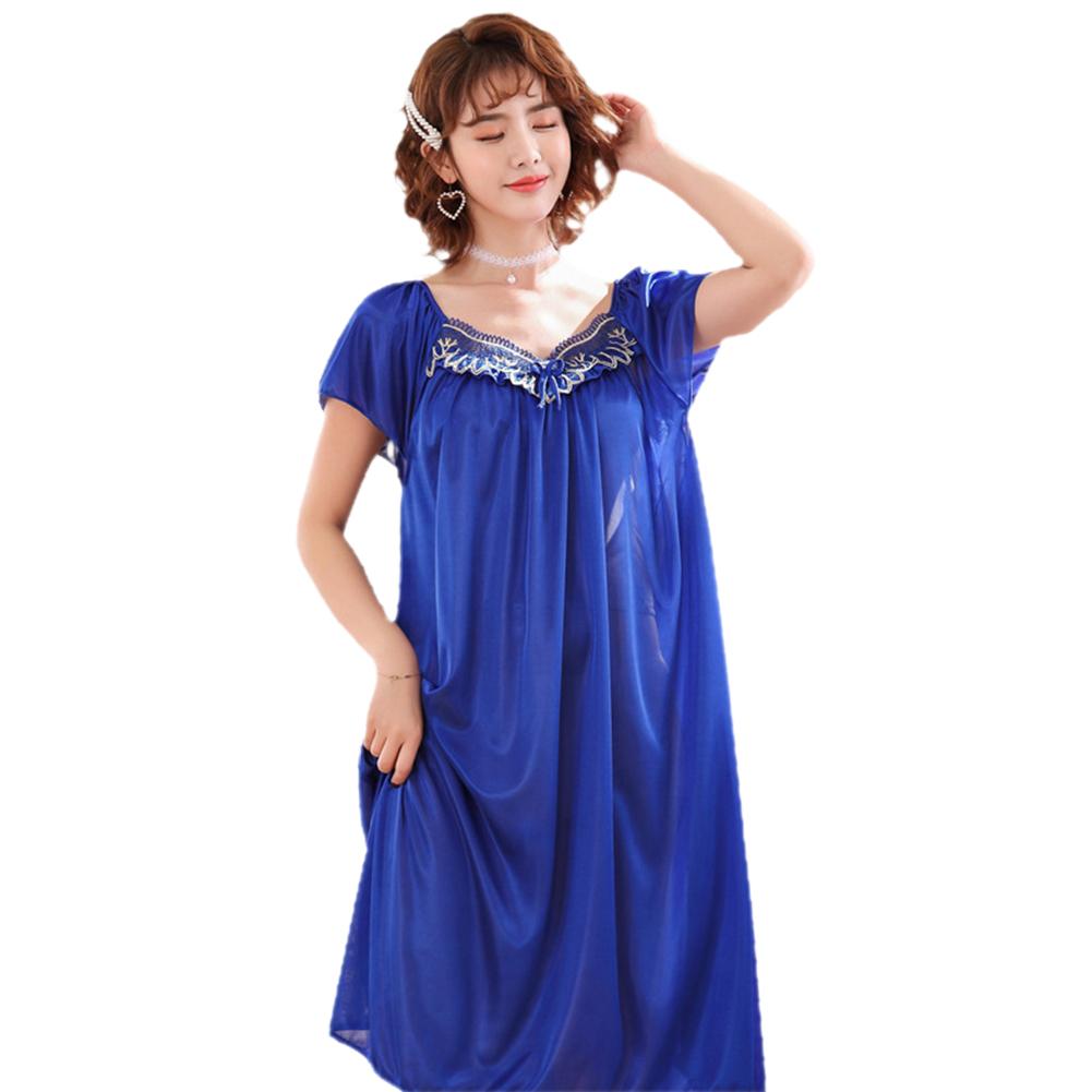 Женская свободная ночная рубашка с коротким рукавом, кружевная лоскутная ночная рубашка с коротким рукавом, пижама