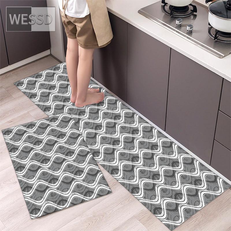 Ковер с геометрическим принтом для кухонного пола 40x60 см 40x120 см, 2 шт., простой прикроватный коврик для спальни, ванной, коврик для дорожки, коврик для дома