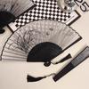 Chinese Style Portable Bamboo Folding Fan for Girls - Summer Black Design, Durable and Simple