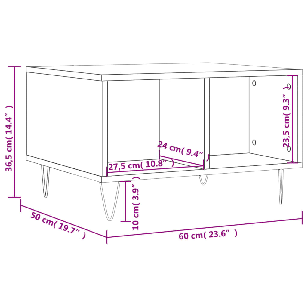 Coffee Table White 60x50x36.5 cm Particleboard