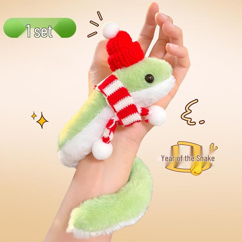 Green Snake Plush Hand Puppet - Cute Toy for Boys and Girls, Year of the Snake Mascot Gift