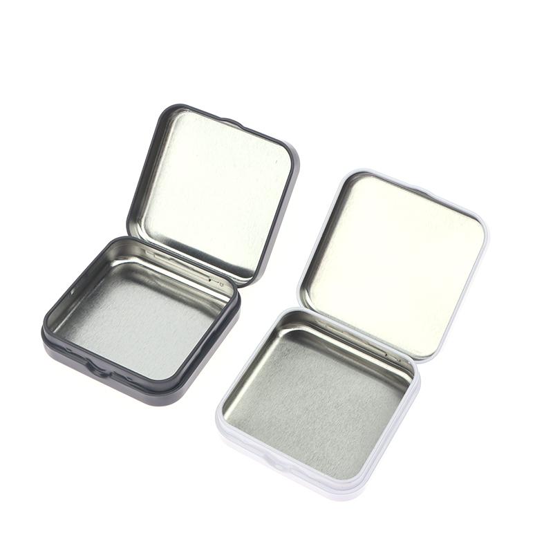 Мини-контейнер из металлической жести, квадратный откидной ящик для хранения с петлями, небольшой футляр для ювелирных изделий, монет, конфет, презервативов, органайзер, портативная коробка