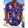Men's Lapel Shirt Summer Beach Short Sleeve Outdoor Daily Shirt Tops Floral Printed Pattern Loose Men's Clothing