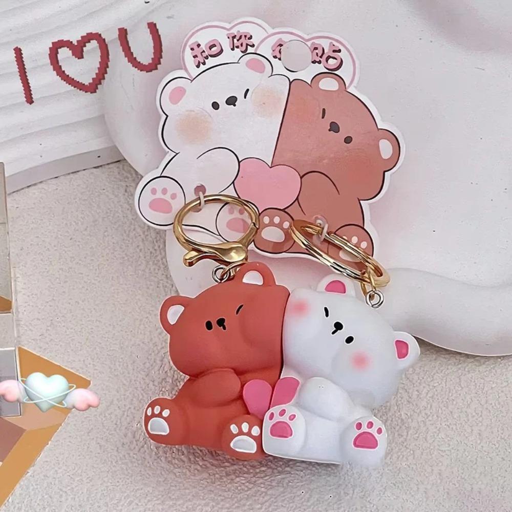 Creative Cat Keychain High Quality Mini Resin Couple Key Chain Cute School Bag Pendant Women