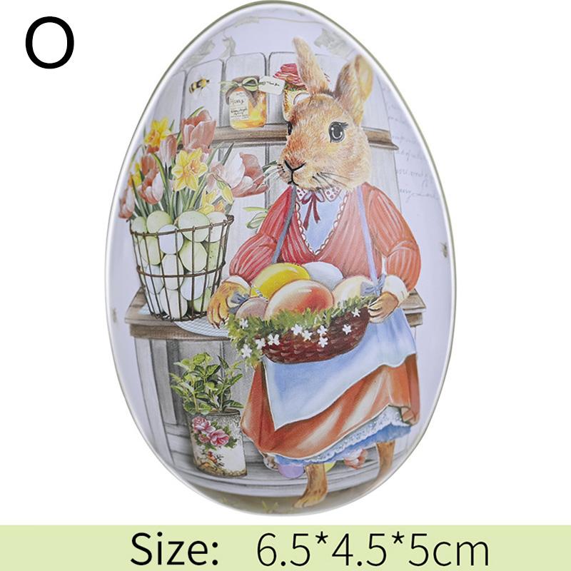 1 шт. Подарочная коробка из жести в форме яйца с изображением пасхального кролика, металлическая коробка для хранения, креативные принадлежности для вечеринок
