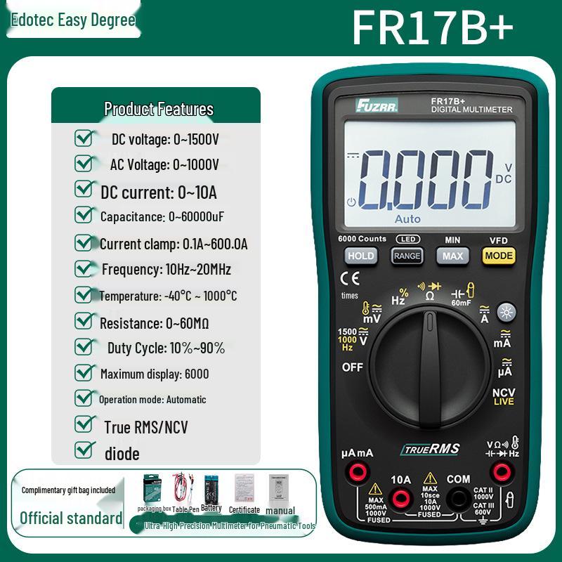 Smart High-Precision Digital Multimeter - Anti-Burn, Multi-Function, Auto Power Off, Electronic Display for Electricians