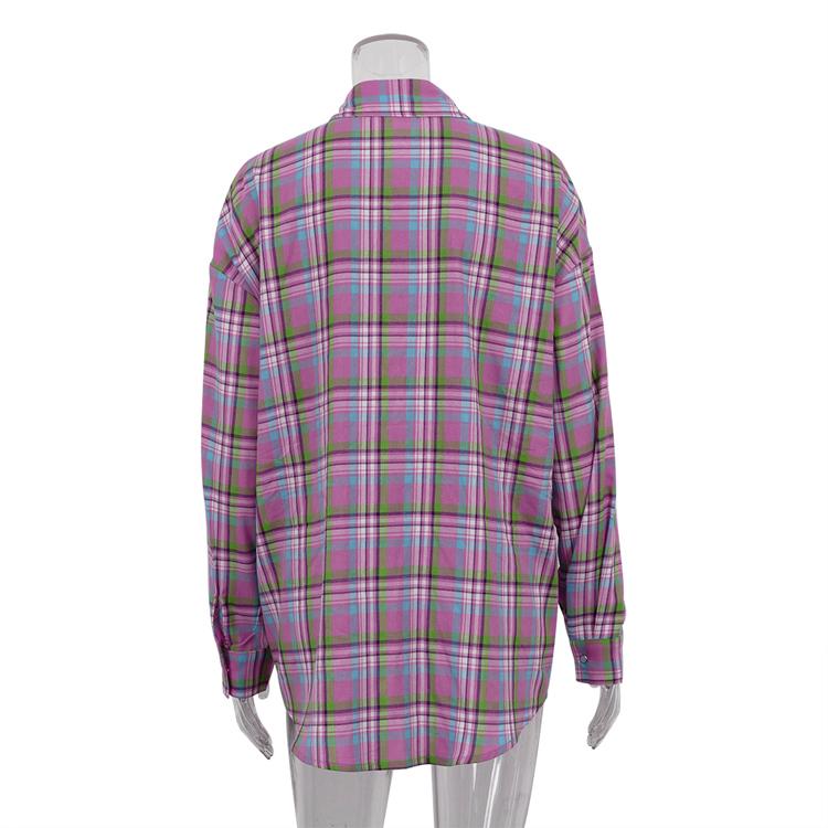 Clacive Модные свободные женские рубашки с длинным рукавом в клетку с лацканами 2024