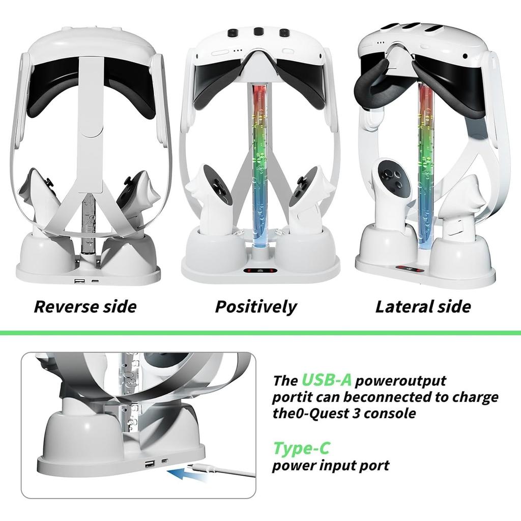 Suitable for Meta Quest 3 Chargers Suitable for Meta Quest 3 Charging Dock RGB Light Storage Bracket