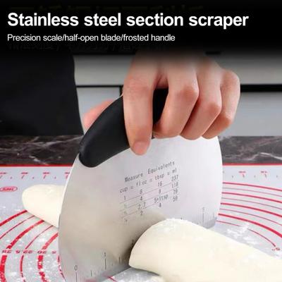 Резак для теста, настольный скребок из нержавеющей стали, конструкция с двойной шкалой, нескользящая ручка, инструмент для резки теста для дома
