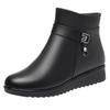 Shoes Autumn and Winter Soft-soled Non-slip Fur Integrated Medium Soft Leather Flat-soled Winter Velvet Warm Short Boots