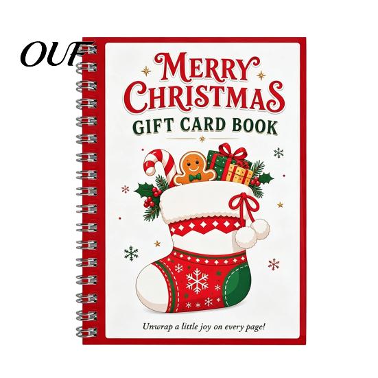 Creative Holiday Souvenir Book Christmas Gift Card Book, 7" x 5" Spiral Bound Merry Scrapbook for Cards Booklet, Greeting Album, Personalized