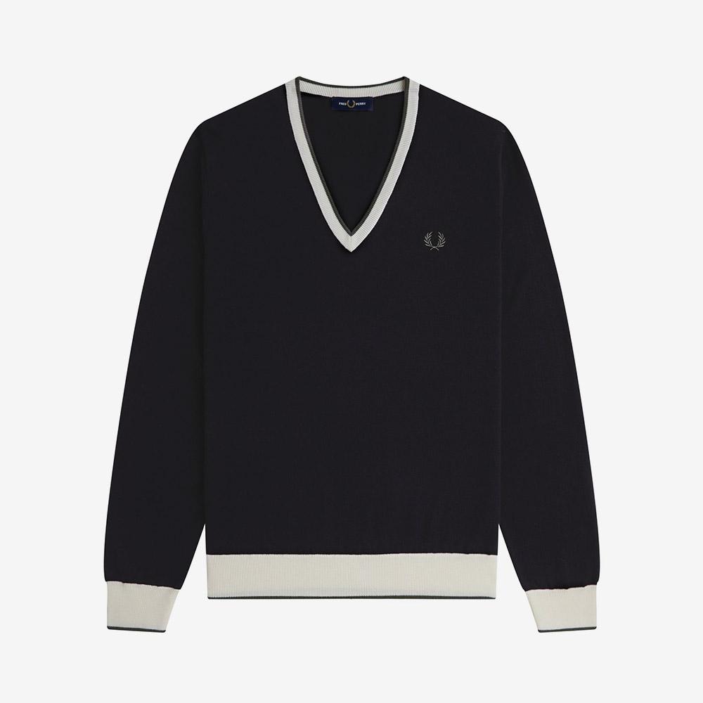 FRED PERRY [Sharp] Contrast Tip Knit - Black Afpm253K316-102