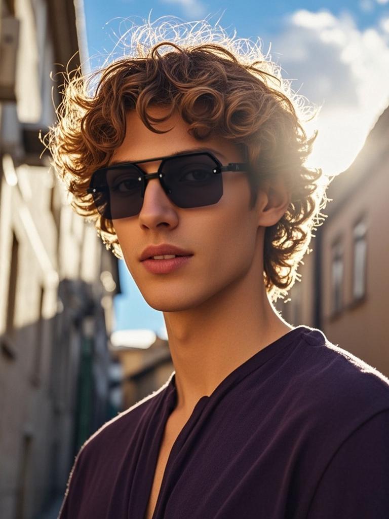 1Pc Men's Metal Sunglasses Square Half Frame Fashion Personality Retro Fashion Outdoor Sports Glasses