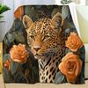 Leopard Print Blanket,Wild Animal Cheetah Throw Blanket,Flower Fleece Blanket for Couch Bed Sofa,Soft Warm Fuzzy Flannel Blanket