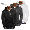 Мужская толстовка с капюшоном для фитнеса на весну и осень с карманами на молнии, кардиган на молнии, плотное однотонное повседневное пальто с эластичными манжетами и подолом, куртка для путешествий и работы