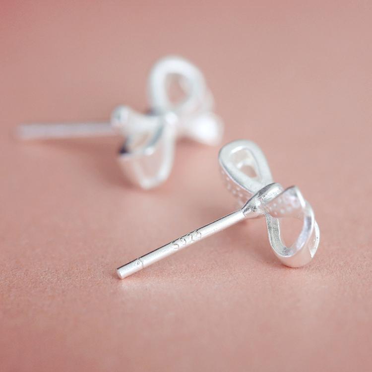 Piercing Handmade Bowknot Stud Earring Silver Color Earrings For Women Gift Jewelry Pendientes Mujer Eh652