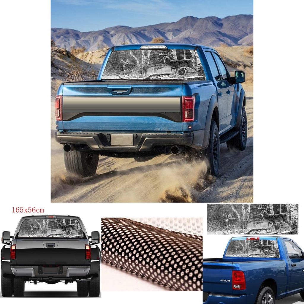 Задний грузовик для окна Лес Олень Автомобильные наклейки Графика Перфорированные