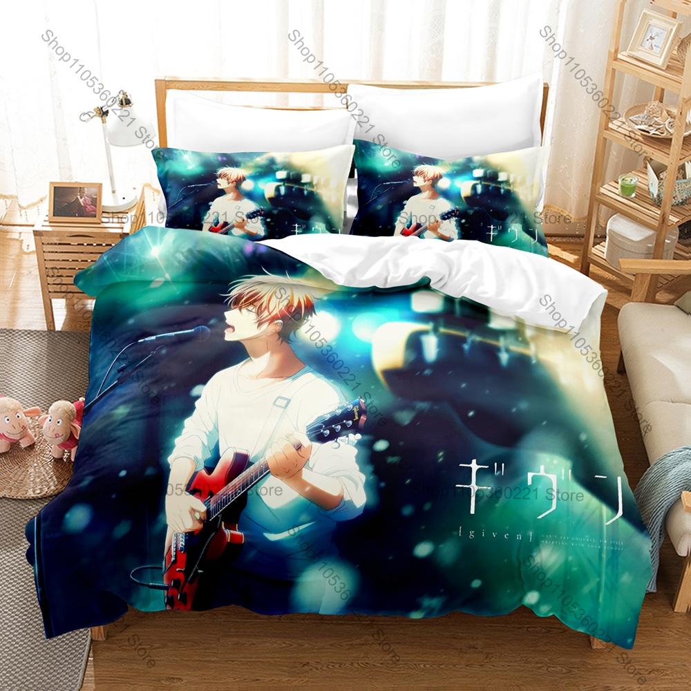 Anime Collage Given Band Live Music Scene BL Anime Merch 3PCS Bedding Duvet Cover + 2 Pillowcases Home Decoration