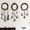 Door Knob Witch Bell Home Protection Handmade Hanging Brass Bell Wishing Bottle Rattan Wreath