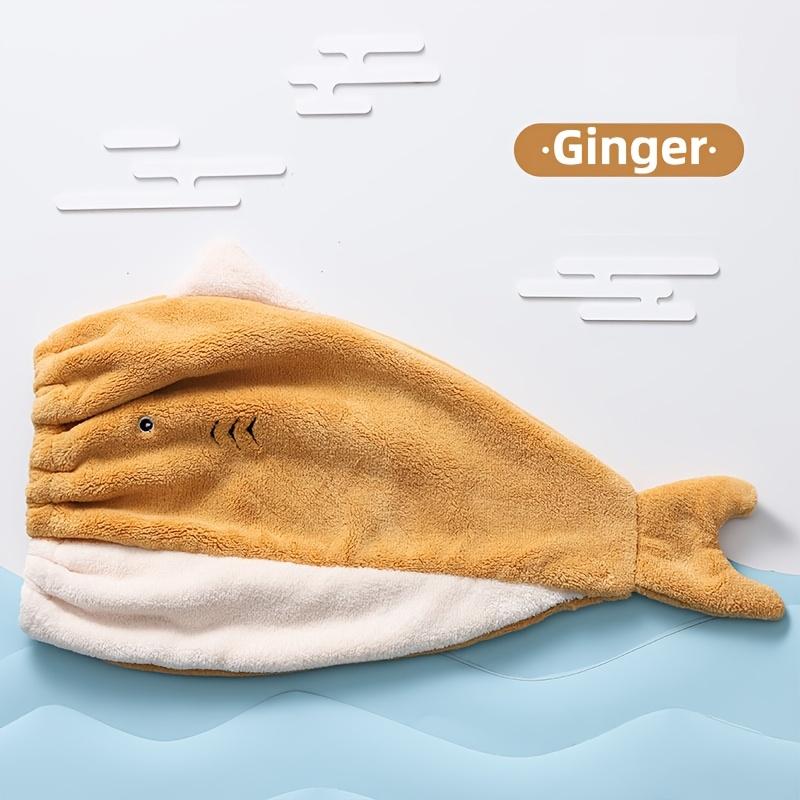 2 шт. Ультрамягкая шапочка для сушки волос из кораллового флиса с дизайном рыбок, быстросохнущая абсорбирующая обертка-полотенце, милый подарок для домашнего использования, смесь полиэстера, машинная стирка